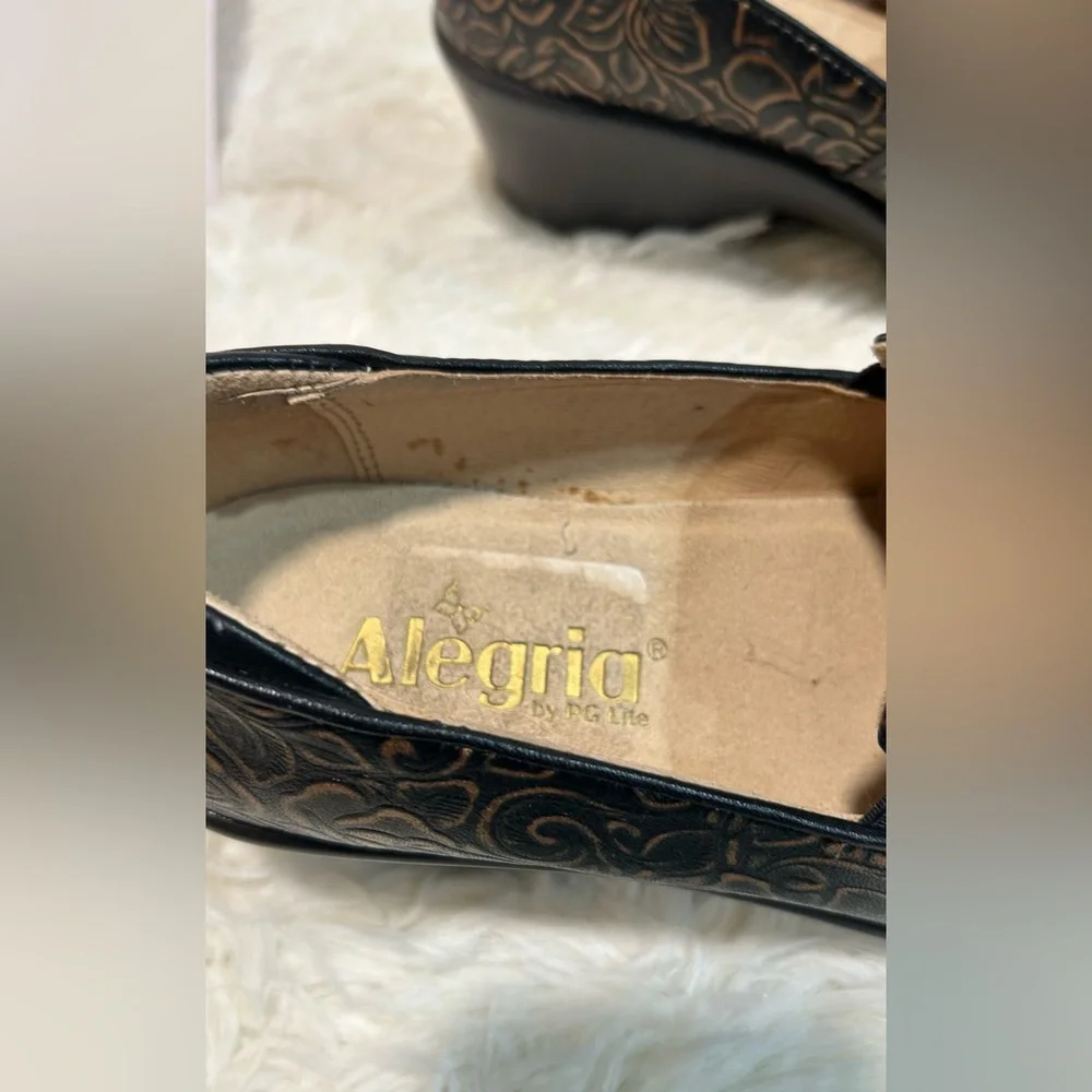 ALEGRIA EMMA Rose Bronze Bouquet Career Slip On Shoes size 37/ usa 7